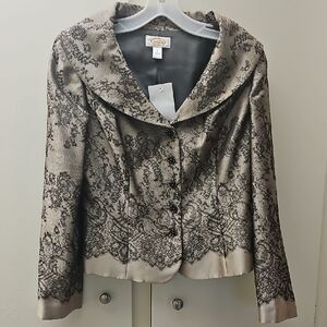 Talbots Tan and Black Lace Suit Jacket